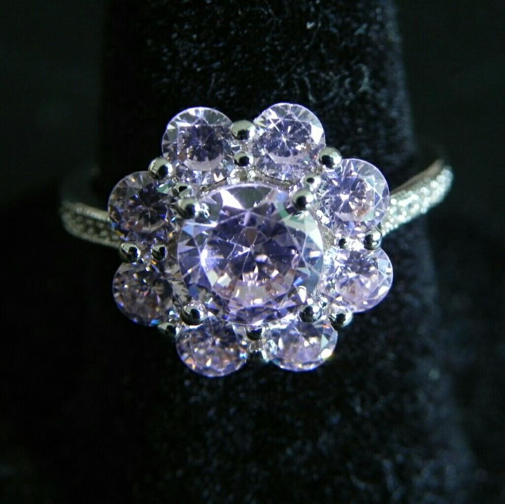 Rose Quartz and CZ Stone Ring